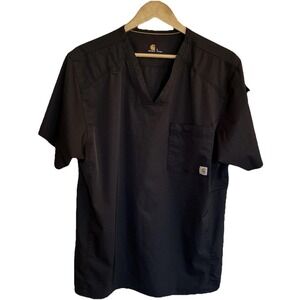 Carhartt Work Force Black C15105 Men's Medical Scrub V-Neck Chest Pocket Size L